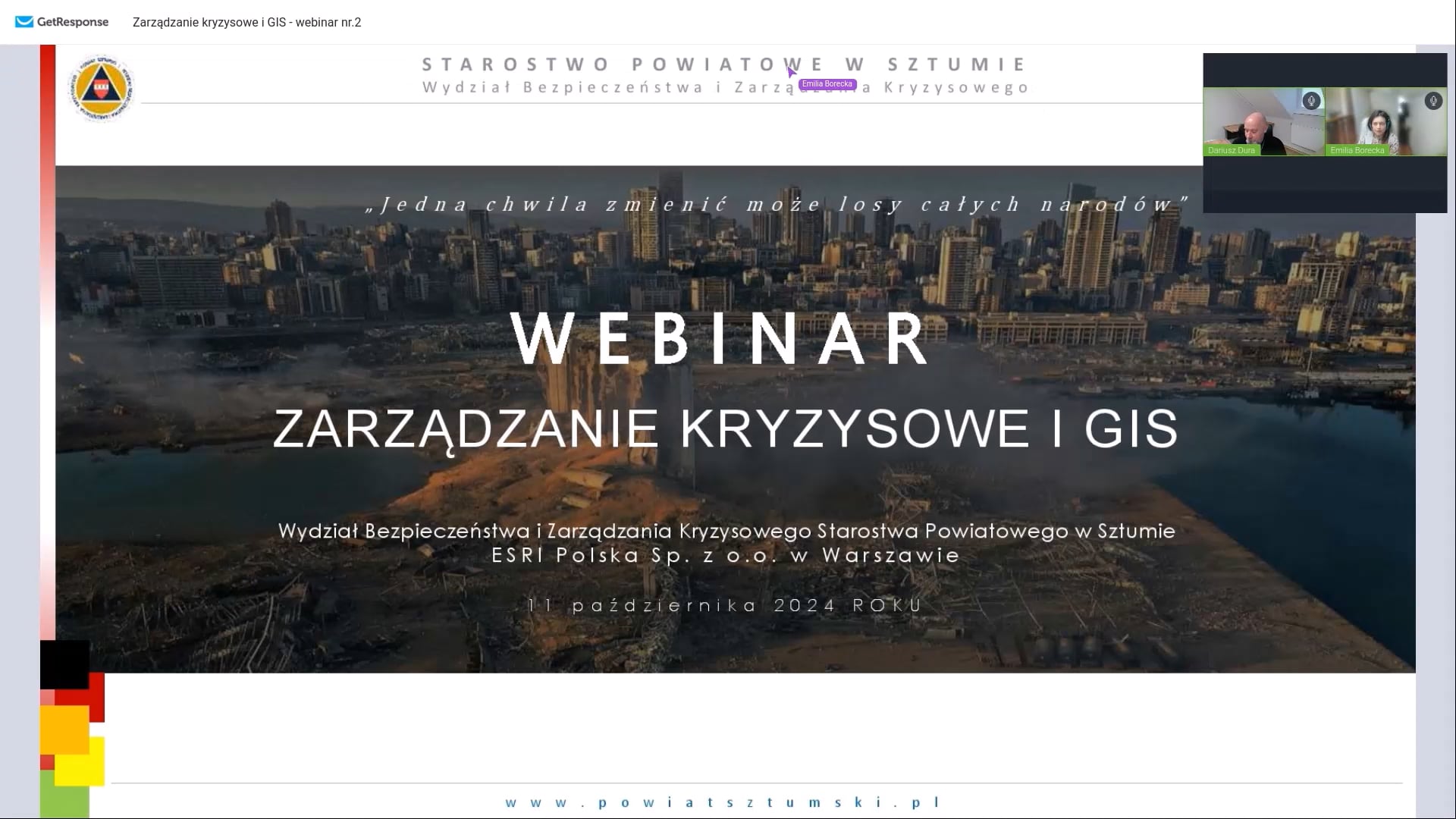 Webinar „Zarządzanie kryzysowe i GIS”  – część 2