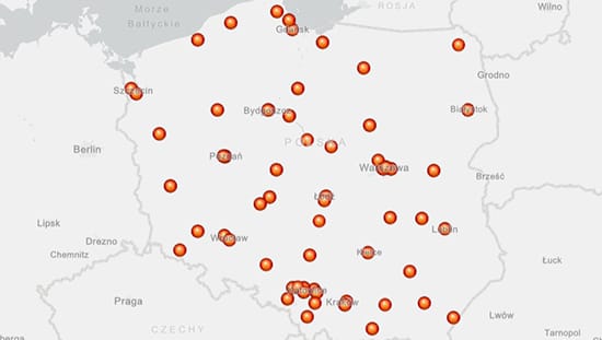 Zakupy WOŚP na mapie Esri